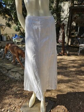 Biscote Classic White Linen Maxi Panel Skirt S